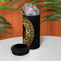 Mexican Aztec 4 in 1 Can Cooler Tumbler Golden Coat of Arm - Wonder Print Shop