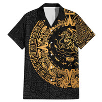 Mexican Aztec Family Matching Mermaid Dress and Hawaiian Shirt Golden Coat of Arm - Wonder Print Shop