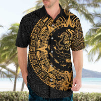 Mexican Aztec Hawaiian Shirt Golden Coat of Arm - Wonder Print Shop