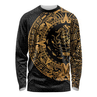 Mexican Aztec Long Sleeve Shirt Golden Coat of Arm - Wonder Print Shop