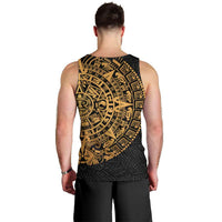 Mexican Aztec Men Tank Top Golden Coat of Arm - Wonder Print Shop