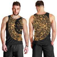 Mexican Aztec Men Tank Top Golden Coat of Arm - Wonder Print Shop