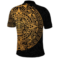 Mexican Aztec Polo Shirt Golden Coat of Arm - Wonder Print Shop