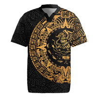 Mexican Aztec Rugby Jersey Golden Coat of Arm - Wonder Print Shop