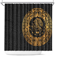 Mexican Aztec Shower Curtain Golden Coat of Arm - Wonder Print Shop