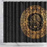 Mexican Aztec Shower Curtain Golden Coat of Arm - Wonder Print Shop