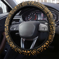 Mexican Aztec Steering Wheel Cover Golden Coat of Arm - Wonder Print Shop