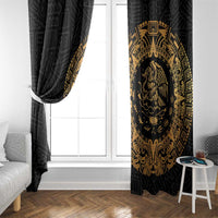 Mexican Aztec Window Curtain Golden Coat of Arm - Wonder Print Shop