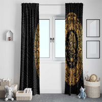 Mexican Aztec Window Curtain Golden Coat of Arm - Wonder Print Shop