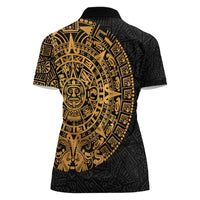 Mexican Aztec Women Polo Shirt Golden Coat of Arm - Wonder Print Shop