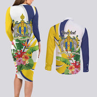 Madeira Pearl of the Atlantic Personalized Couples Matching Long Sleeve Bodycon Dress and Long Sleeve Button Shirt - Wonder Print Shop