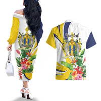 Madeira Pearl of the Atlantic Personalized Couples Matching Off The Shoulder Long Sleeve Dress and Hawaiian Shirt - Wonder Print Shop