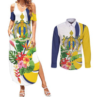 Madeira Pearl of the Atlantic Personalized Couples Matching Summer Maxi Dress and Long Sleeve Button Shirt - Wonder Print Shop