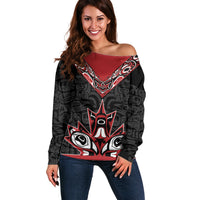 Canada Indigenous Heritage Personalized Off Shoulder Sweater First Nations Inuit Metis Pride