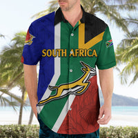 South Africa Springboks Hawaiian Shirt with Kente Pattern and South African Flag - Wonder Print Shop
