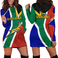 South Africa Springboks Hoodie Dress with Kente Pattern and South African Flag - Wonder Print Shop
