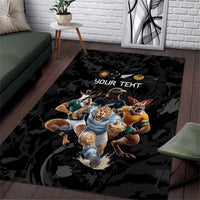 Custom Rugby Southern Hemisphere Area Rug Argentina AUNZ South Africa Mascot Black - Wonder Print Shop