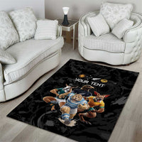 Custom Rugby Southern Hemisphere Area Rug Argentina AUNZ South Africa Mascot Black - Wonder Print Shop
