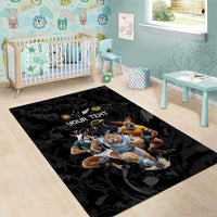 Custom Rugby Southern Hemisphere Area Rug Argentina AUNZ South Africa Mascot Black - Wonder Print Shop
