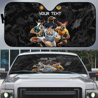 Custom Rugby Southern Hemisphere Auto Sun Shade Argentina AUNZ South Africa Mascot Black - Wonder Print Shop