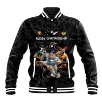 Custom Rugby Southern Hemisphere Baseball Jacket Argentina AUNZ South Africa Mascot Black - Wonder Print Shop