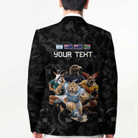 Custom Rugby Southern Hemisphere Blazer Argentina AUNZ South Africa Mascot Black - Wonder Print Shop