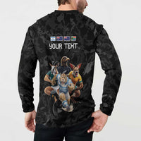 Custom Rugby Southern Hemisphere Button Sweatshirt Argentina AUNZ South Africa Mascot Black - Wonder Print Shop
