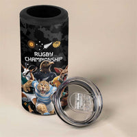Custom Rugby Southern Hemisphere 4 in 1 Can Cooler Tumbler Argentina AUNZ South Africa Mascot Black - Wonder Print Shop