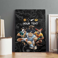 Custom Rugby Southern Hemisphere Canvas Wall Art Argentina AUNZ South Africa Mascot Black - Wonder Print Shop