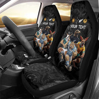 Custom Rugby Southern Hemisphere Car Seat Cover Argentina AUNZ South Africa Mascot Black - Wonder Print Shop