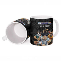 Custom Rugby Southern Hemisphere Ceramic Mug Argentina AUNZ South Africa Mascot Black - Wonder Print Shop