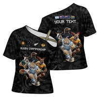 Custom Rugby Southern Hemisphere Cross Shoulder Shirt Argentina AUNZ South Africa Mascot Black - Wonder Print Shop