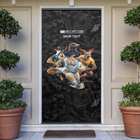 Custom Rugby Southern Hemisphere Door Cover Argentina AUNZ South Africa Mascot Black - Wonder Print Shop