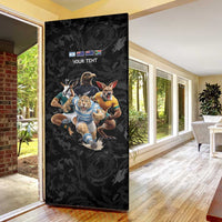 Custom Rugby Southern Hemisphere Door Cover Argentina AUNZ South Africa Mascot Black - Wonder Print Shop