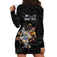 Custom Rugby Southern Hemisphere Hoodie Dress Argentina AUNZ South Africa Mascot Black - Wonder Print Shop