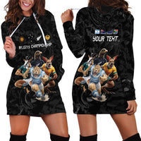 Custom Rugby Southern Hemisphere Hoodie Dress Argentina AUNZ South Africa Mascot Black - Wonder Print Shop