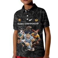 Custom Rugby Southern Hemisphere Kid Polo Shirt Argentina AUNZ South Africa Mascot Black - Wonder Print Shop