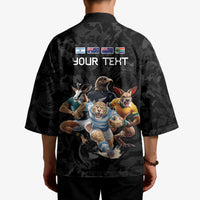 Custom Rugby Southern Hemisphere Kimono Argentina AUNZ South Africa Mascot Black - Wonder Print Shop