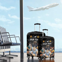 Custom Rugby Southern Hemisphere Luggage Cover Argentina AUNZ South Africa Mascot Black - Wonder Print Shop