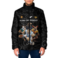 Custom Rugby Southern Hemisphere Padded Jacket Argentina AUNZ South Africa Mascot Black - Wonder Print Shop