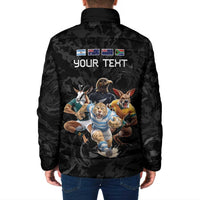 Custom Rugby Southern Hemisphere Padded Jacket Argentina AUNZ South Africa Mascot Black - Wonder Print Shop