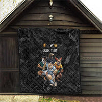 Custom Rugby Southern Hemisphere Quilt Argentina AUNZ South Africa Mascot Black - Wonder Print Shop