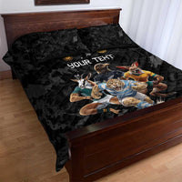 Custom Rugby Southern Hemisphere Quilt Bed Set Argentina AUNZ South Africa Mascot Black - Wonder Print Shop