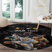 Custom Rugby Southern Hemisphere Round Carpet Argentina AUNZ South Africa Mascot Black - Wonder Print Shop