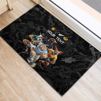 Custom Rugby Southern Hemisphere Rubber Doormat Argentina AUNZ South Africa Mascot Black - Wonder Print Shop