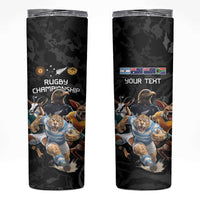 Custom Rugby Southern Hemisphere Skinny Tumbler Argentina AUNZ South Africa Mascot Black - Wonder Print Shop