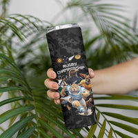 Custom Rugby Southern Hemisphere Skinny Tumbler Argentina AUNZ South Africa Mascot Black - Wonder Print Shop