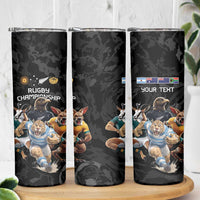 Custom Rugby Southern Hemisphere Skinny Tumbler Argentina AUNZ South Africa Mascot Black - Wonder Print Shop