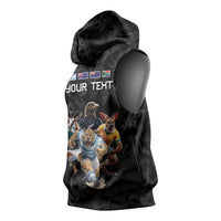Custom Rugby Southern Hemisphere Sleeveless Hoodie Argentina AUNZ South Africa Mascot Black - Wonder Print Shop