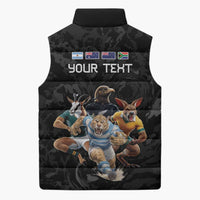 Custom Rugby Southern Hemisphere Sleeveless Puffer Jacket Argentina AUNZ South Africa Mascot Black - Wonder Print Shop